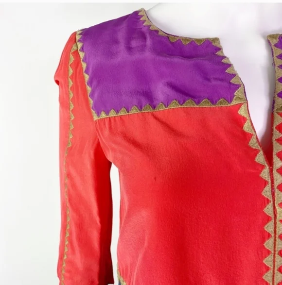 BCBGMaxAzria Color Block Tunic Silk  Dress Multi Colors Medium - Picture 5 of 10